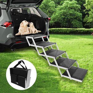 PENSUN Dog Stairs with Nonslip Surface Portable Folding Pet Ramp 5 STEPS